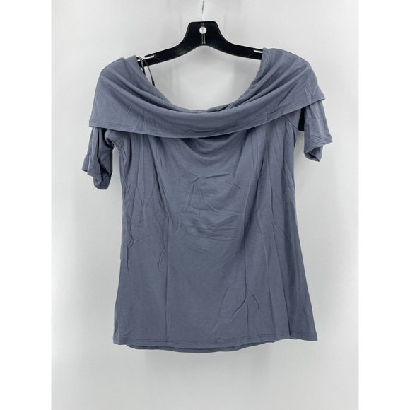 NWT Harlowe and Graham Women's Short Sleeve Gray Top Blouse Cowl Neck Size S - Picture 4 of 9